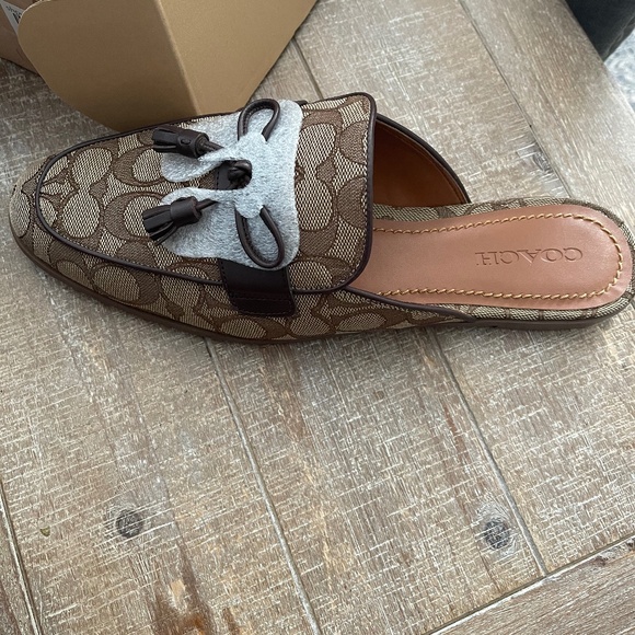 Coach Signature Print Mules - Picture 1 of 2